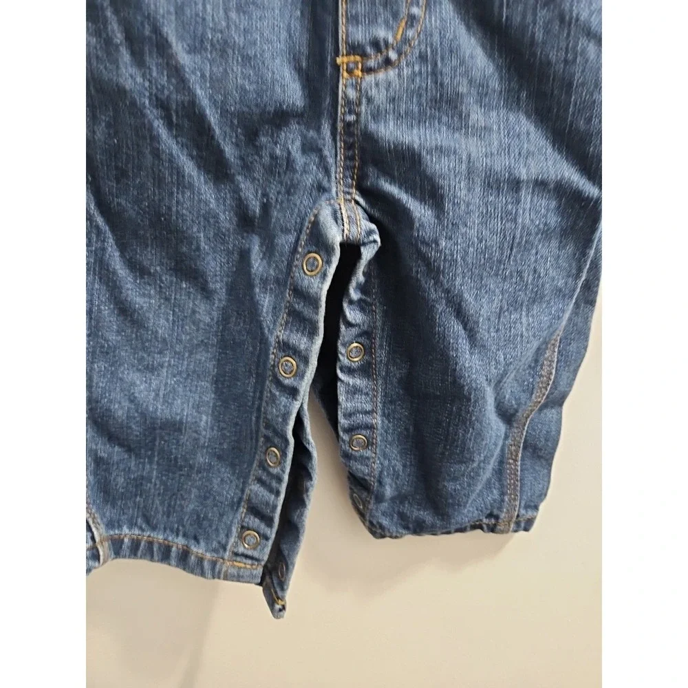 CARHARTT Bib Overalls Denim Jean Size Infant 9 Months Baby Snap Closure Cotton